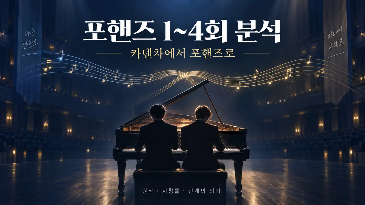 tvN 드라마 포핸즈 두 피아니스트와 한 대의 피아노를 상징하는 분석 이미지