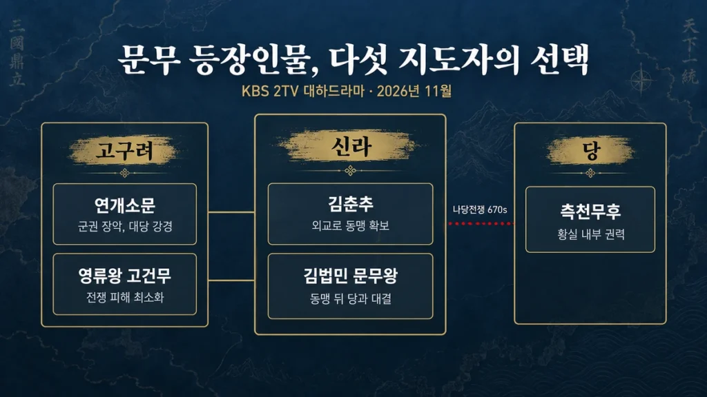 드라마 문무 등장인물 분석 — 다섯 지도자의 선택
